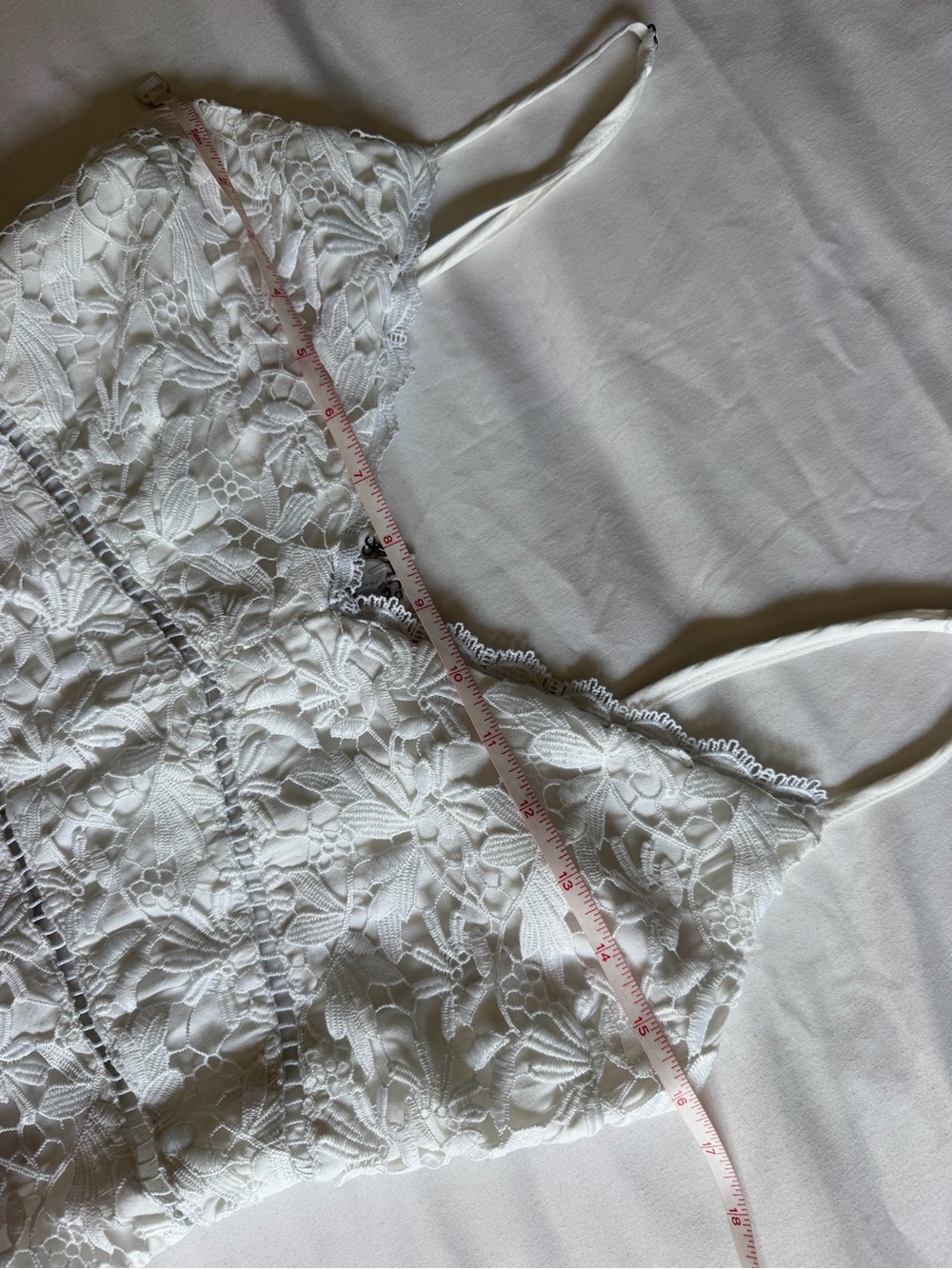 Abercrombie & Fitch White Lace V-Neck Sleeveless Mini Dress Bridal Honeymoon - Picture 15 of 17